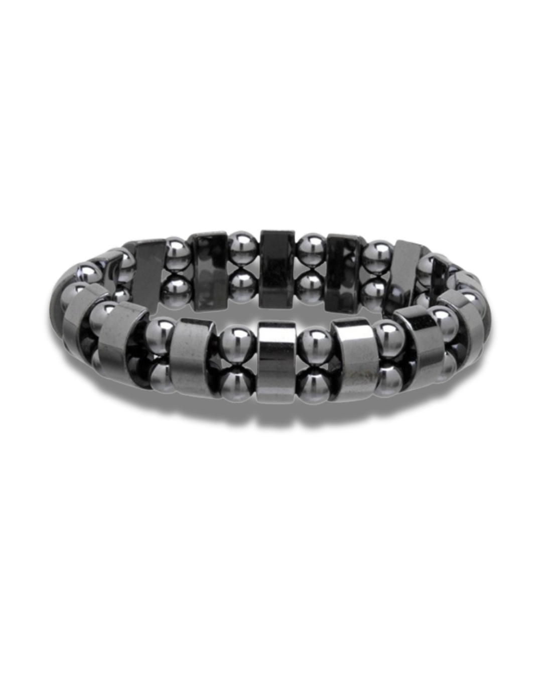 Black beaded bracelet on a white background