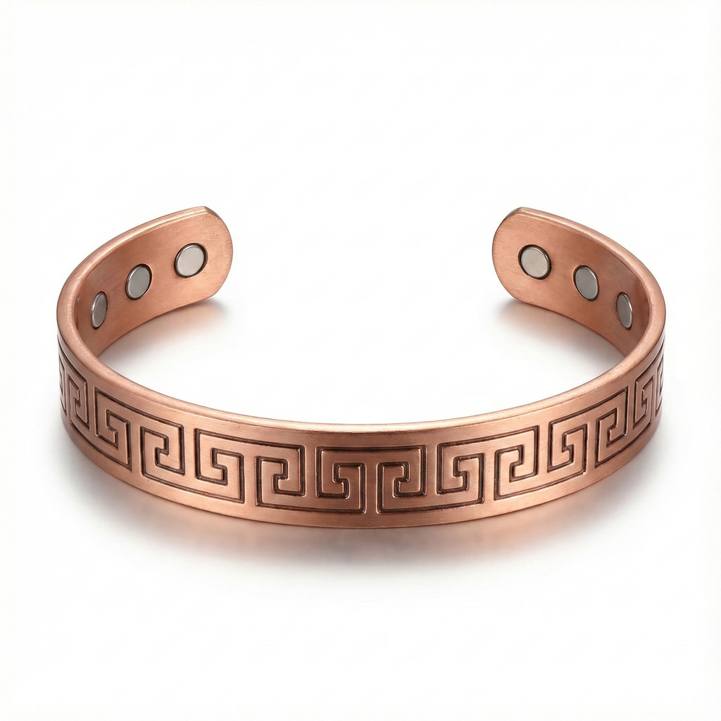Pure Copper Magnetic Bracelet & Ring Set Men Women Cuff Maze