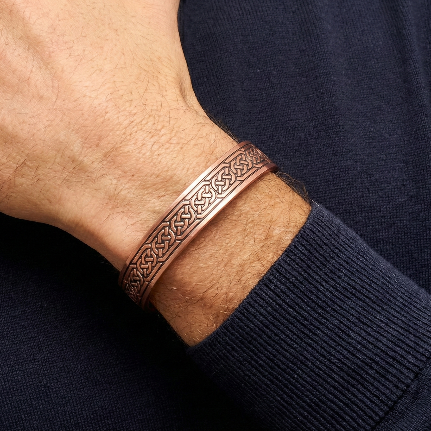 Pure Copper Magnetic Bracelet & Ring Set Arthritis Therapy Men Women Cuff Celtic