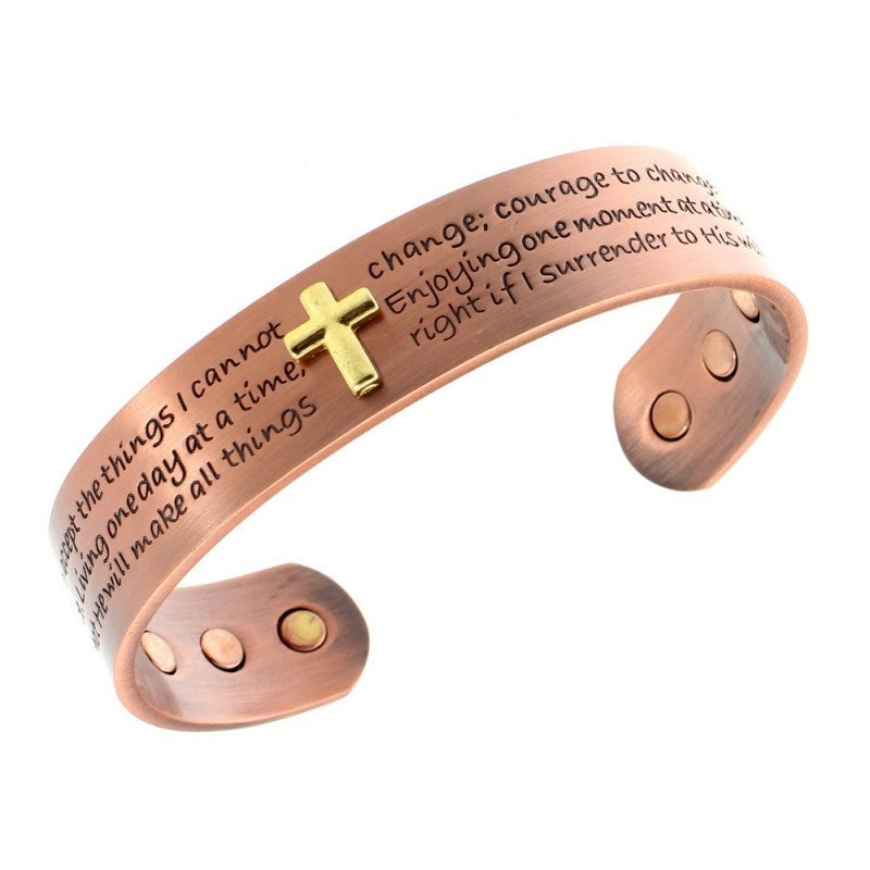 Cross Prayers Pure Copper Magnetic Bracelet Energy Cuff