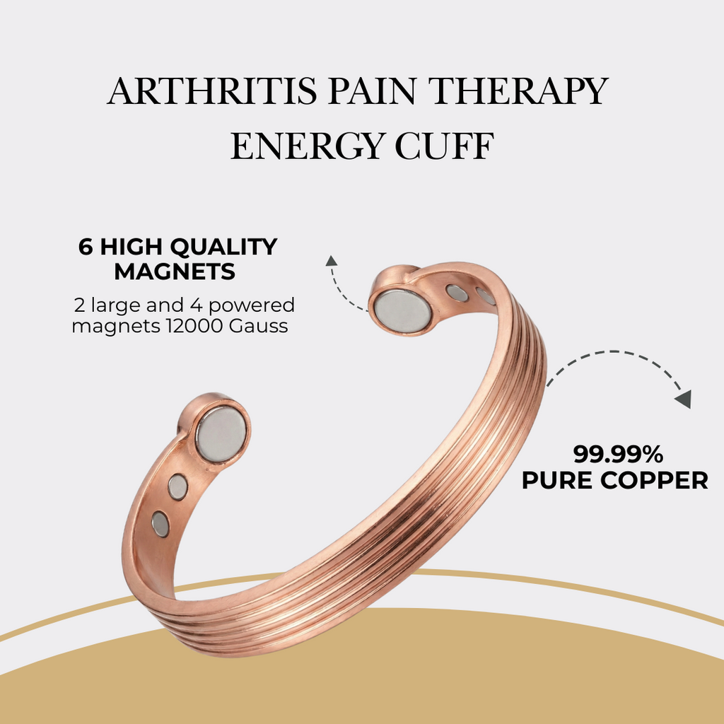 Copper Magnetic Bracelet  Men Women Adjustable Cuff & Ring Set Roman