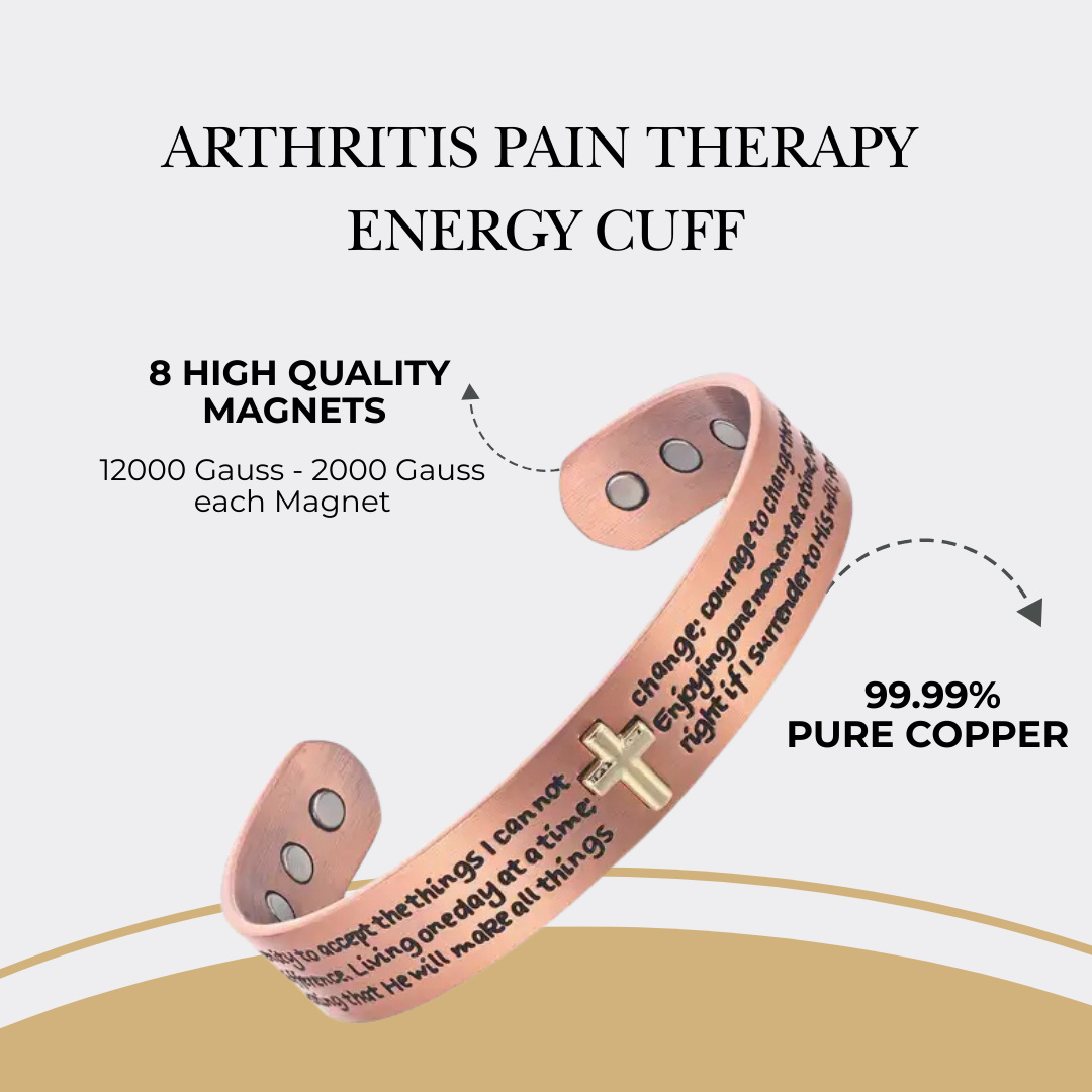 Cross Prayers Pure Copper Magnetic Bracelet Arthritis Pain Therapy Energy Cuff