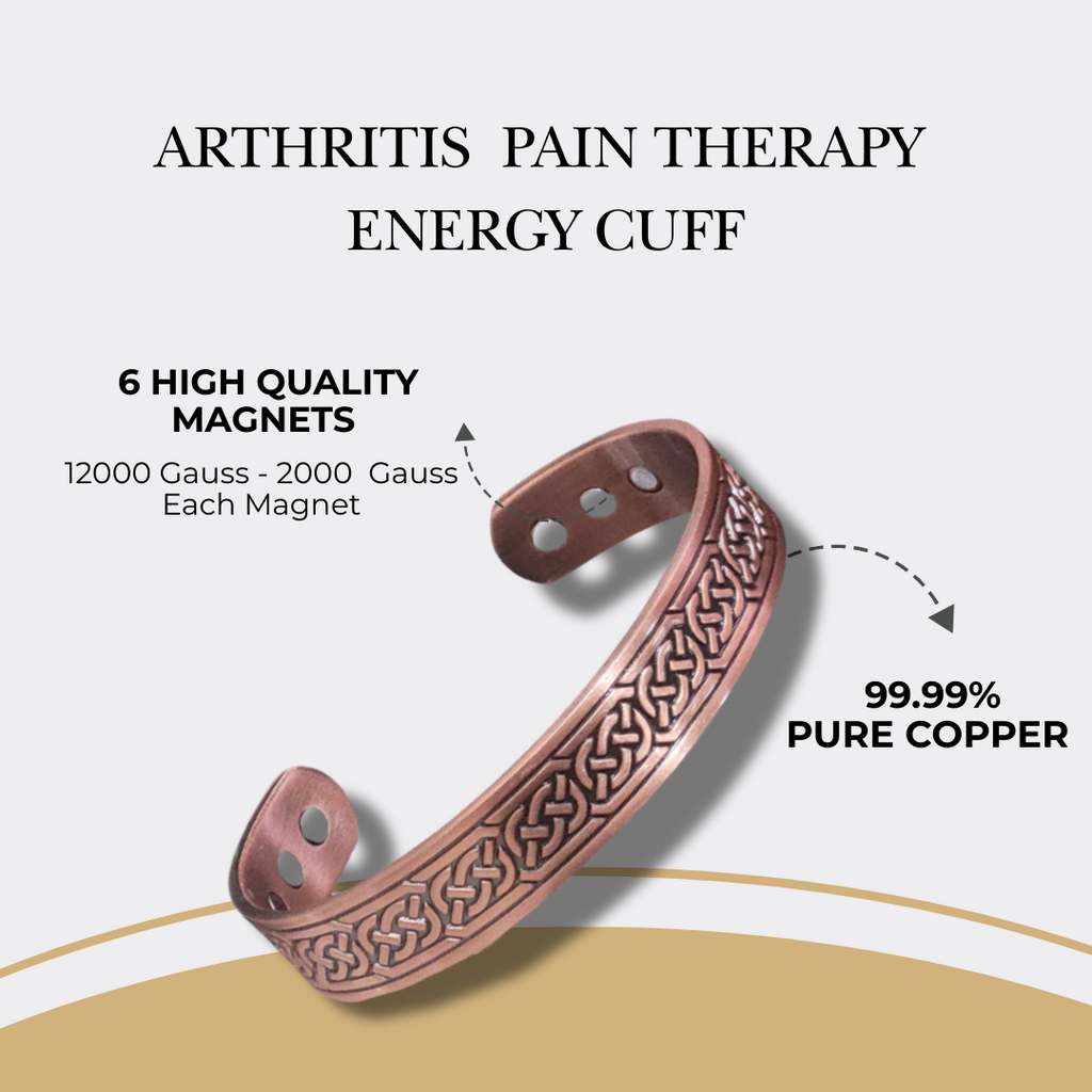 Pure Copper Magnetic Bracelet & Ring Set  Men Women Cuff Celtic